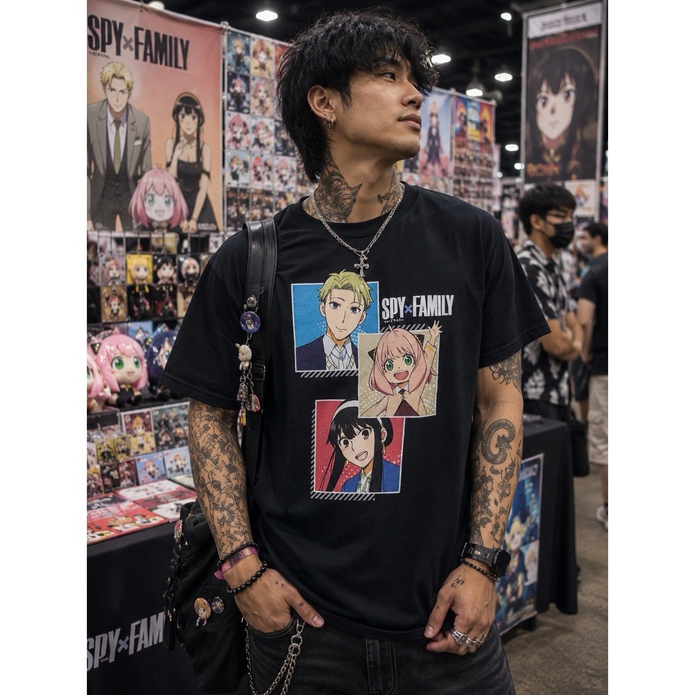 Spy x Family Graphic T-shirt Men XL Black Crunchyroll Anime Manga Anya Loid Yor